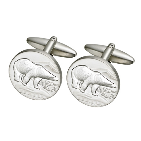 Polar Bear Stainless Steel Cufflinks - Click Image to Close
